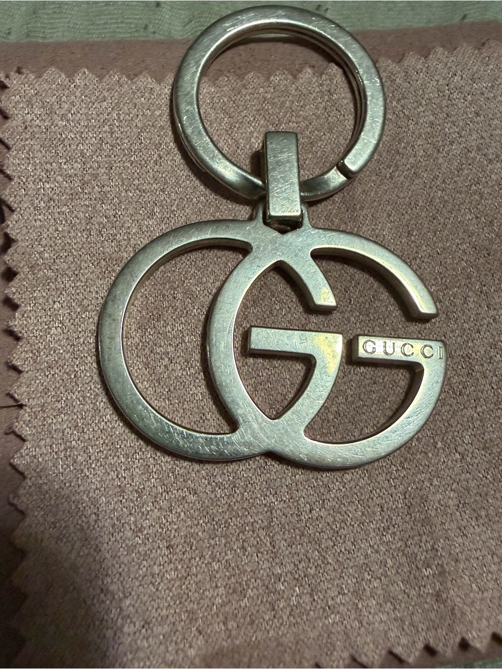 Gucci Silver Double G Logo Charm/key chain